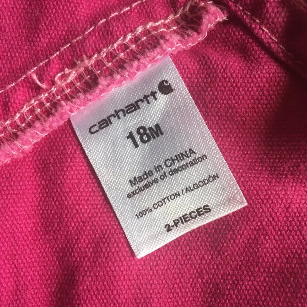 Carhartt pink embroidered overalls 18m